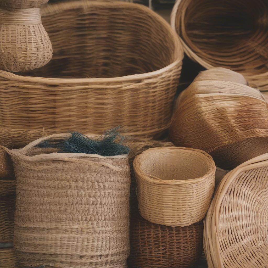 Variety of basket weaving materials used in Cedar Park classes.