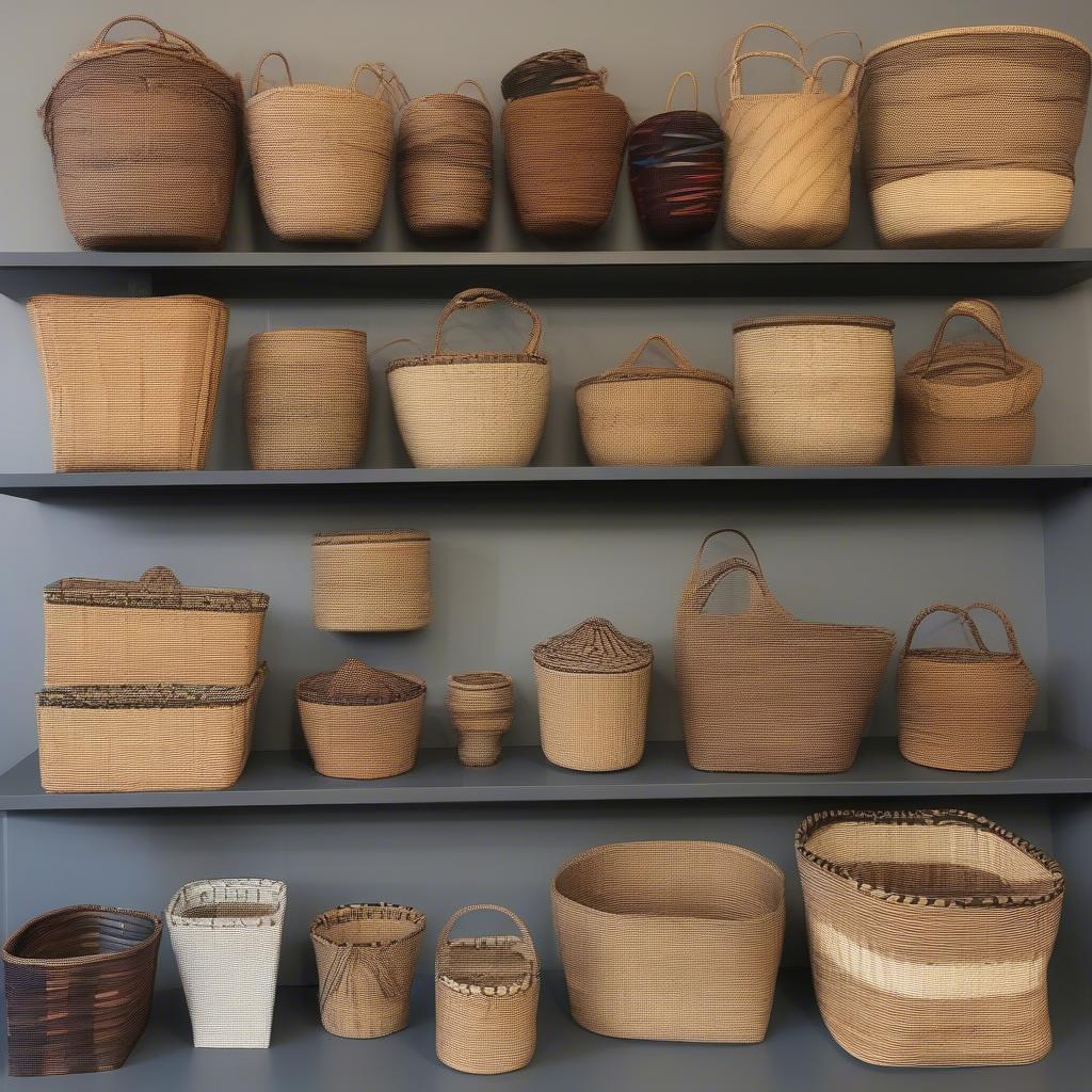 Examples of finished baskets made in Cedar Park classes.