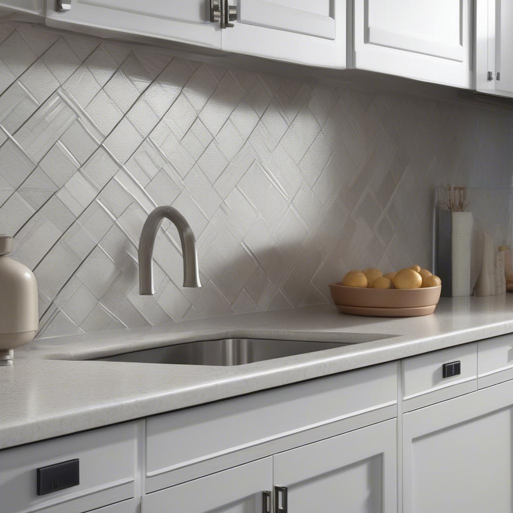 Ceramic Tile Basket Weave Kitchen Backsplash