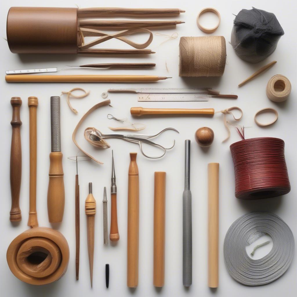 Essential tools and materials for chair cane weaving