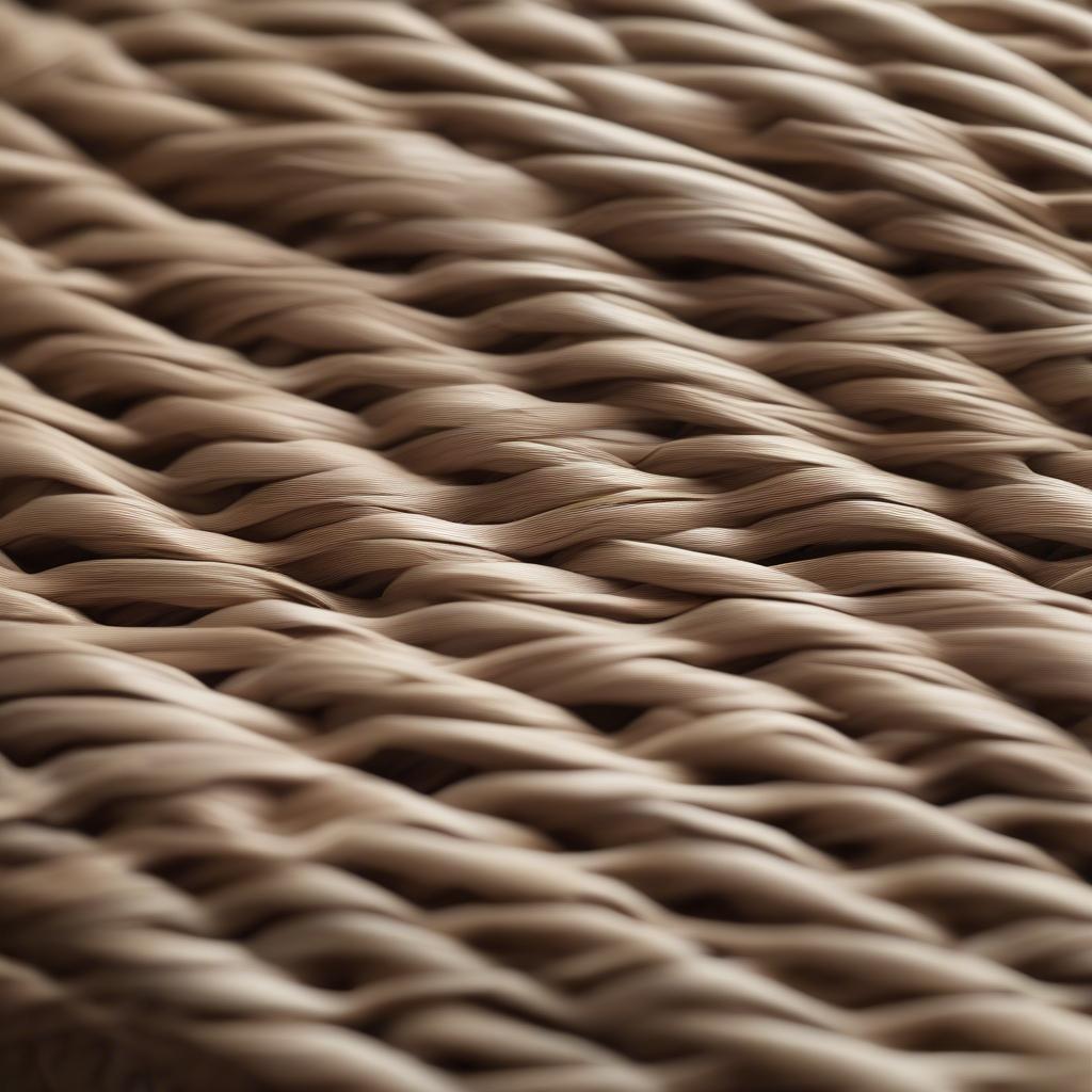 Close-up view of chair rush weaving