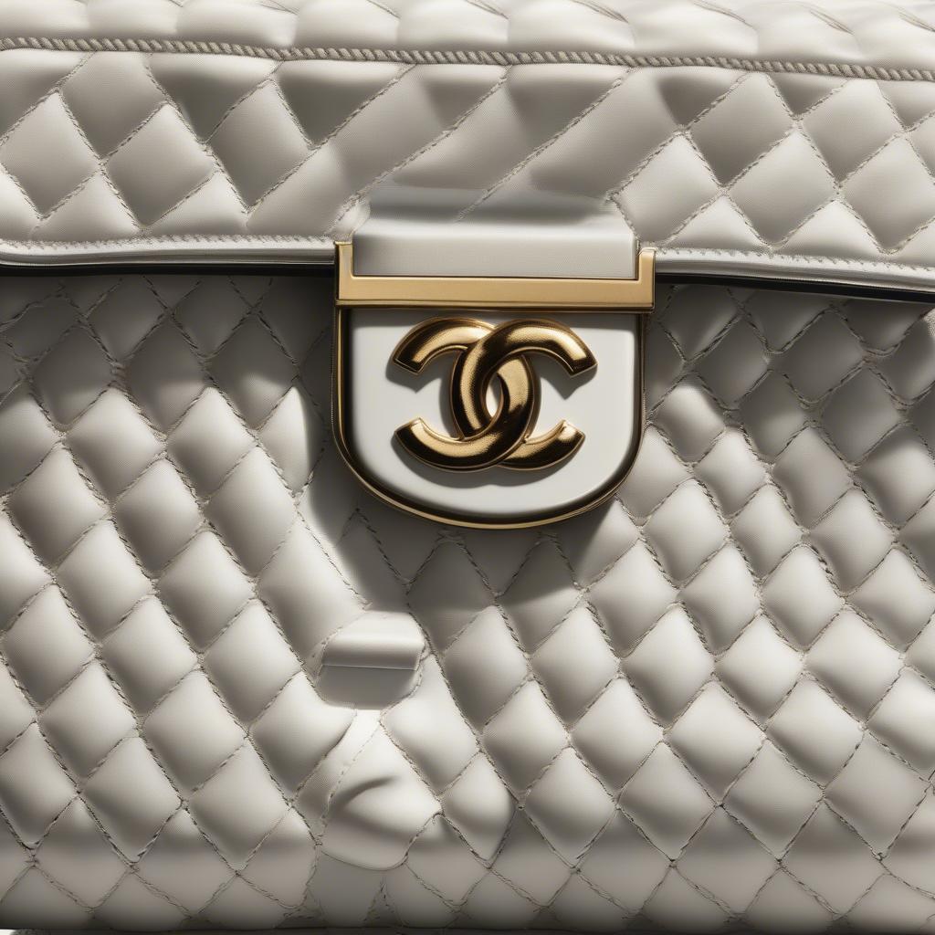 Close-up of the intricate weave of a Chanel Woven Boy Bag