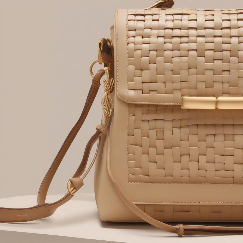 Charles and Keith Woven Shoulder Bag in Natural Color