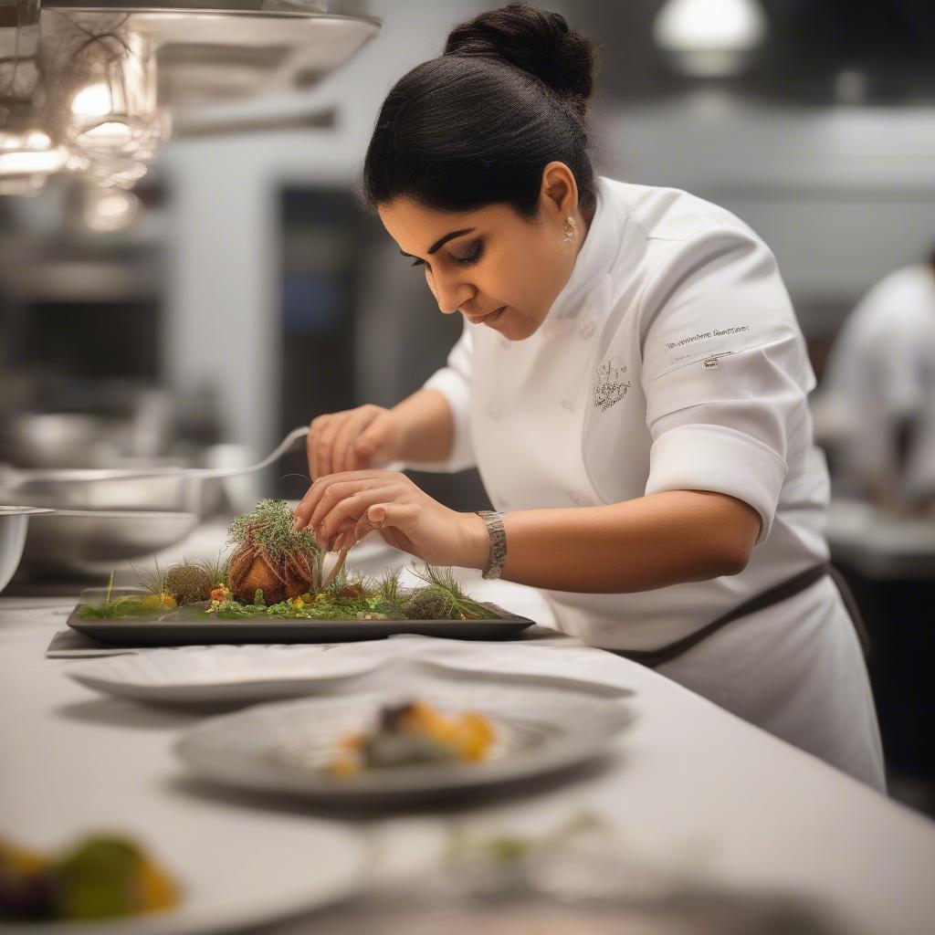 Chef Preparing a Dish at Cook Weaver