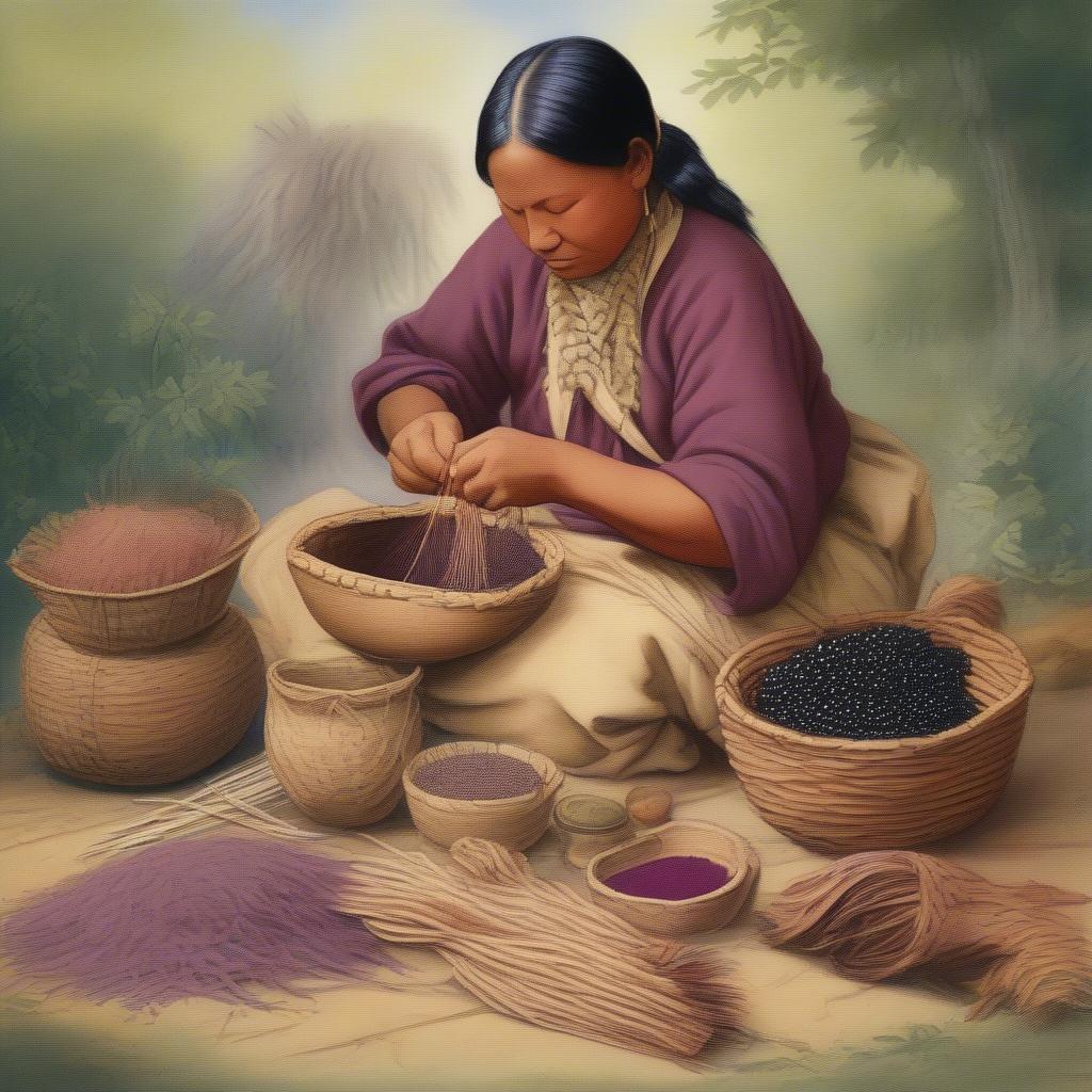 Preparing natural dyes for Cherokee basket weaving