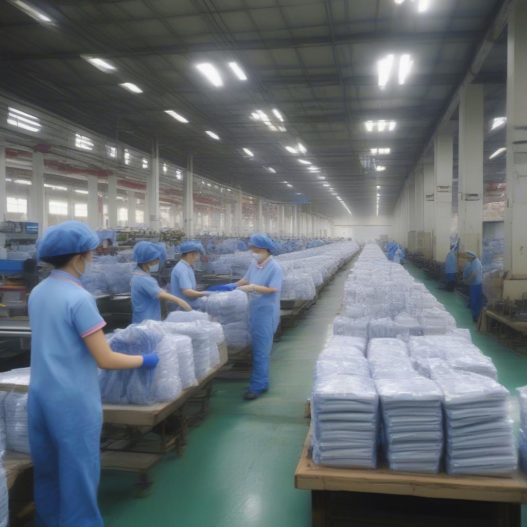 Eco-friendly Non-Woven Shopping Bags Being Manufactured in a Chinese Factory