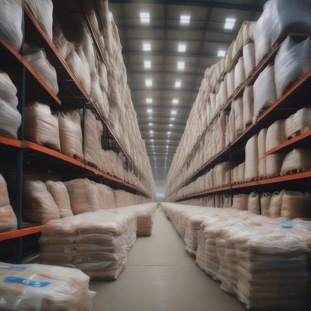 China Plastic Woven Bags in a Warehouse Ready for Shipment