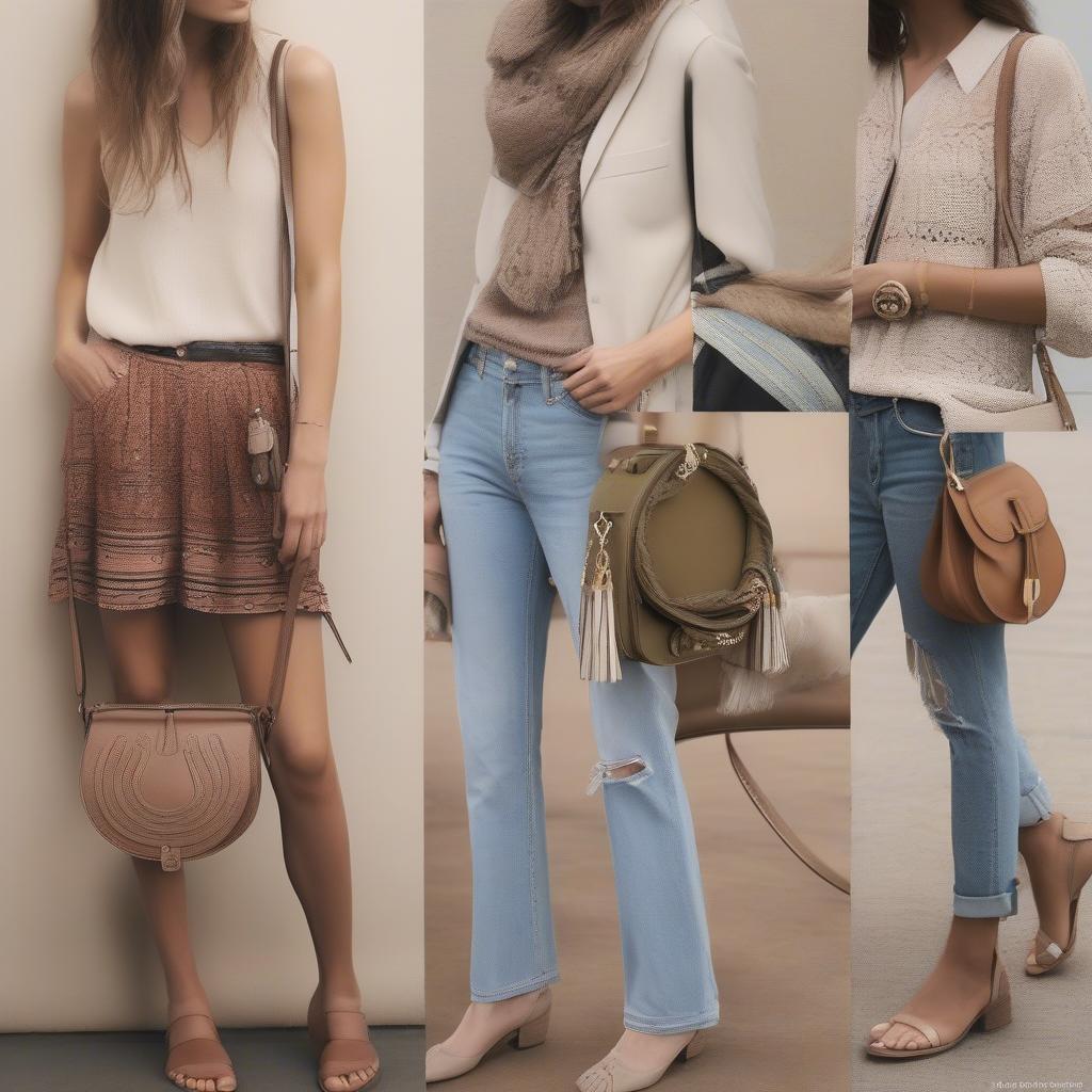 Styling inspiration: Chloe Marcie woven bag paired with different outfits.