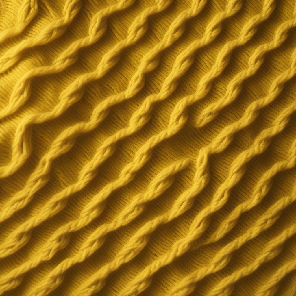 Close-up of a chunky basket weave scarf in canary yellow, showcasing the intricate texture and vibrant color.