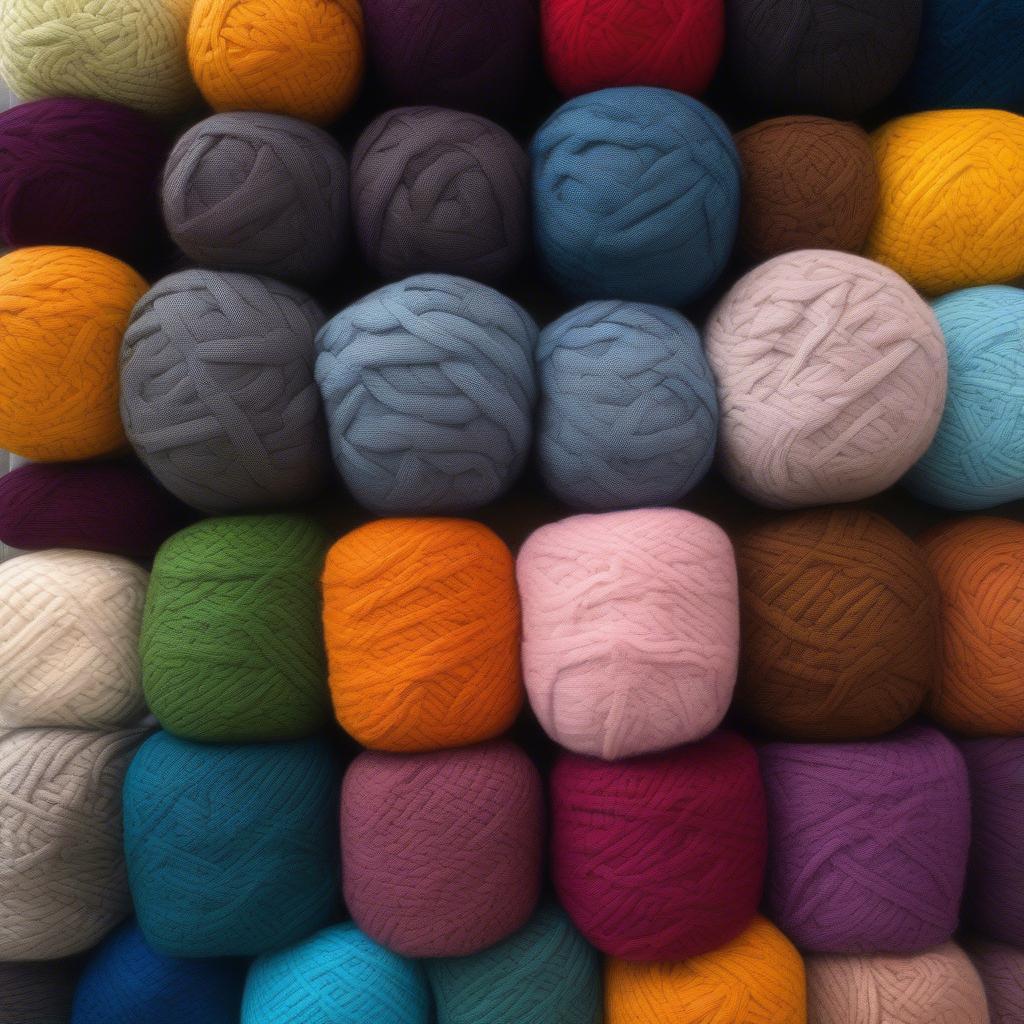 Various chunky yarns in different colors and textures.