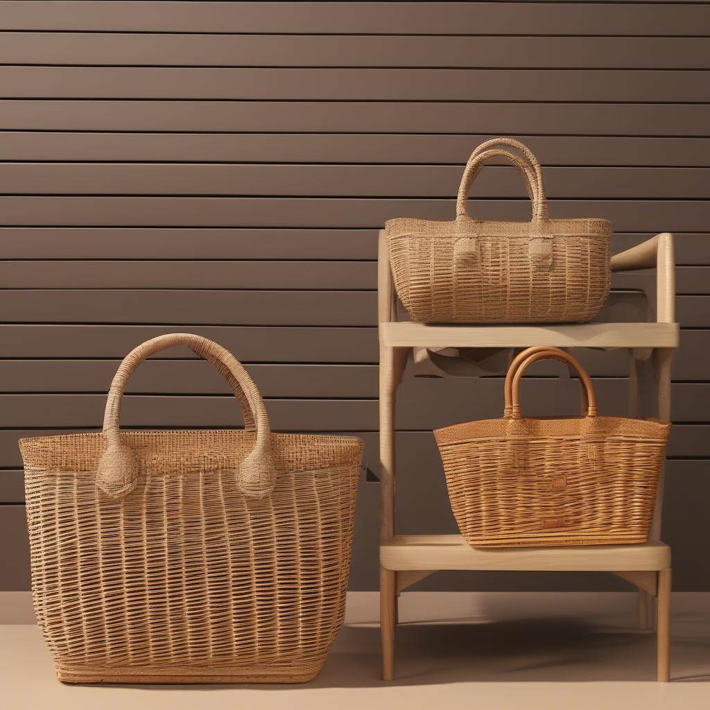 Comparing the textures of wicker and rattan used in Claramonte Diego bags