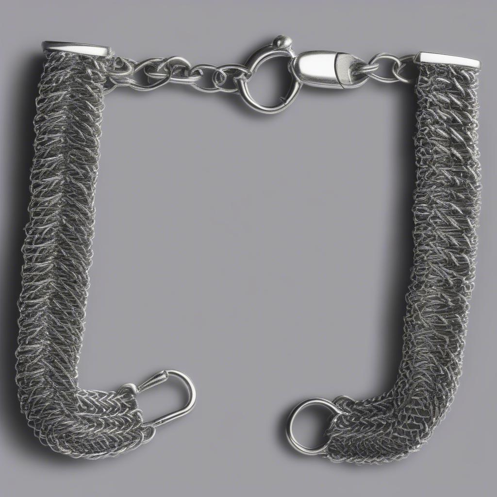 Example of a bracelet made with the classic basket weave chainmail pattern