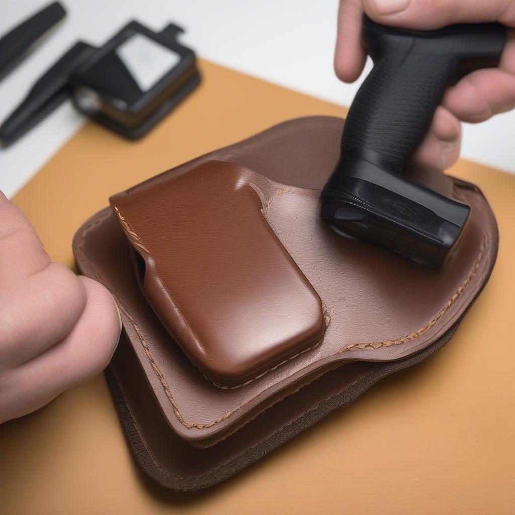 Cleaning a leather Taser Pulse holster with leather conditioner