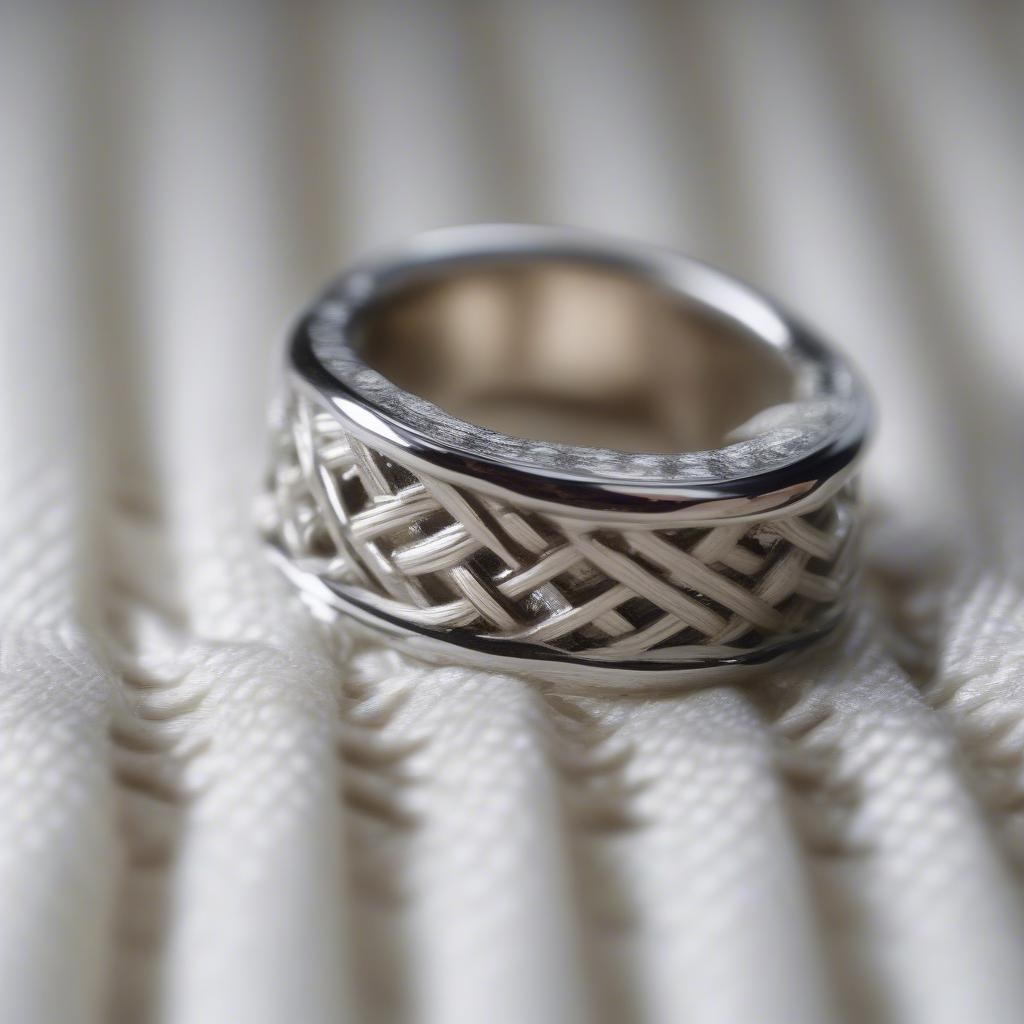 Cleaning a Tiffany basket weave ring with a soft cloth