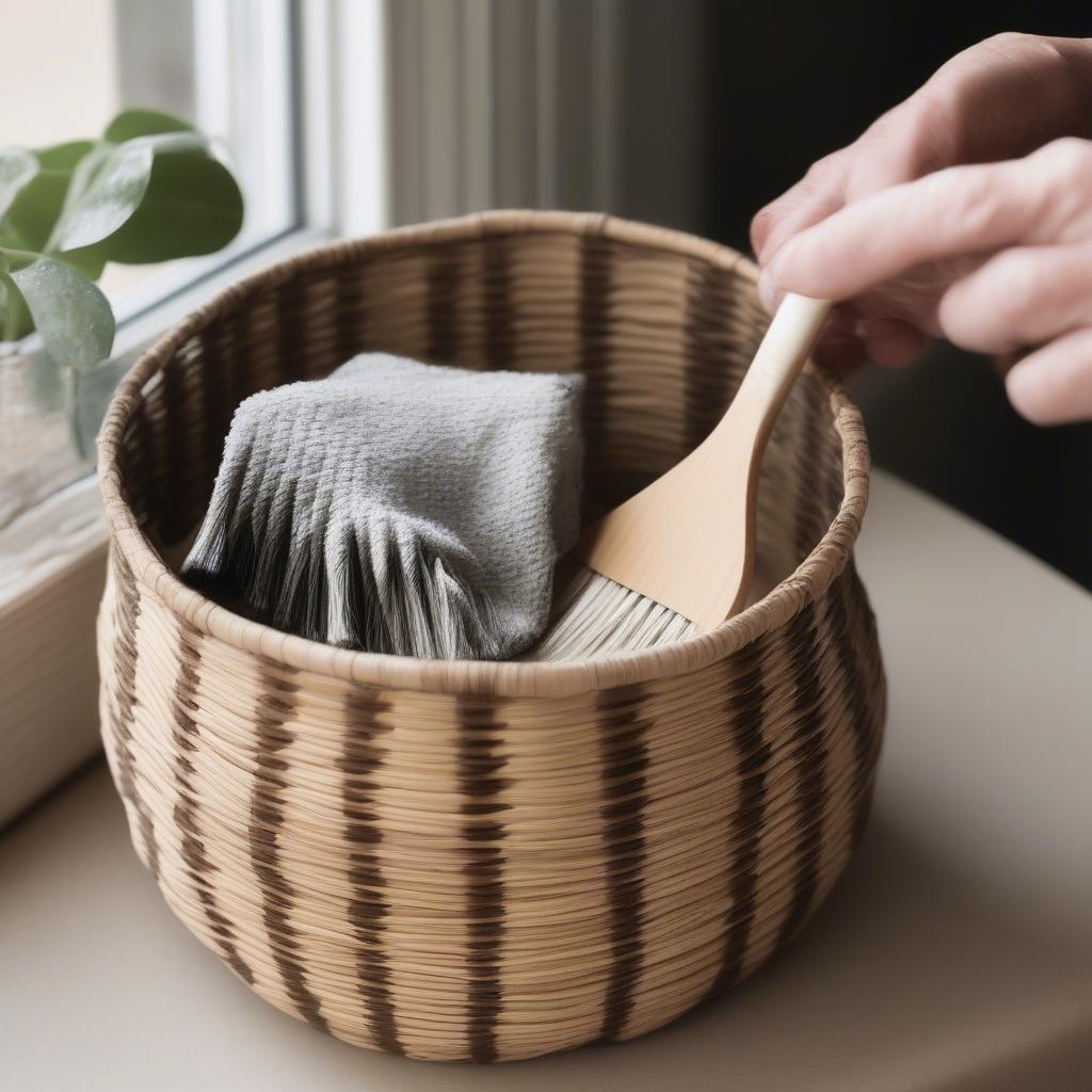 Cleaning a Woven Basket Pot