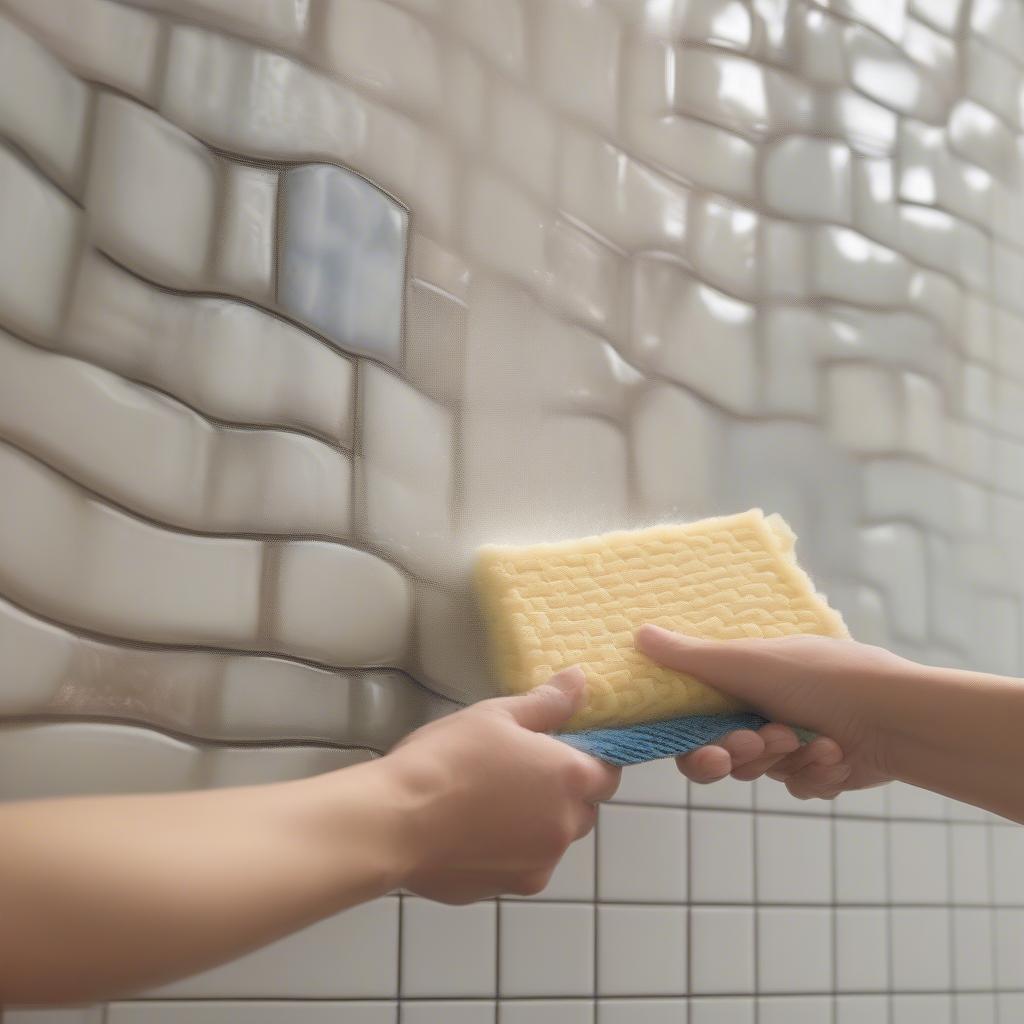 Cleaning a basket weave tile pattern