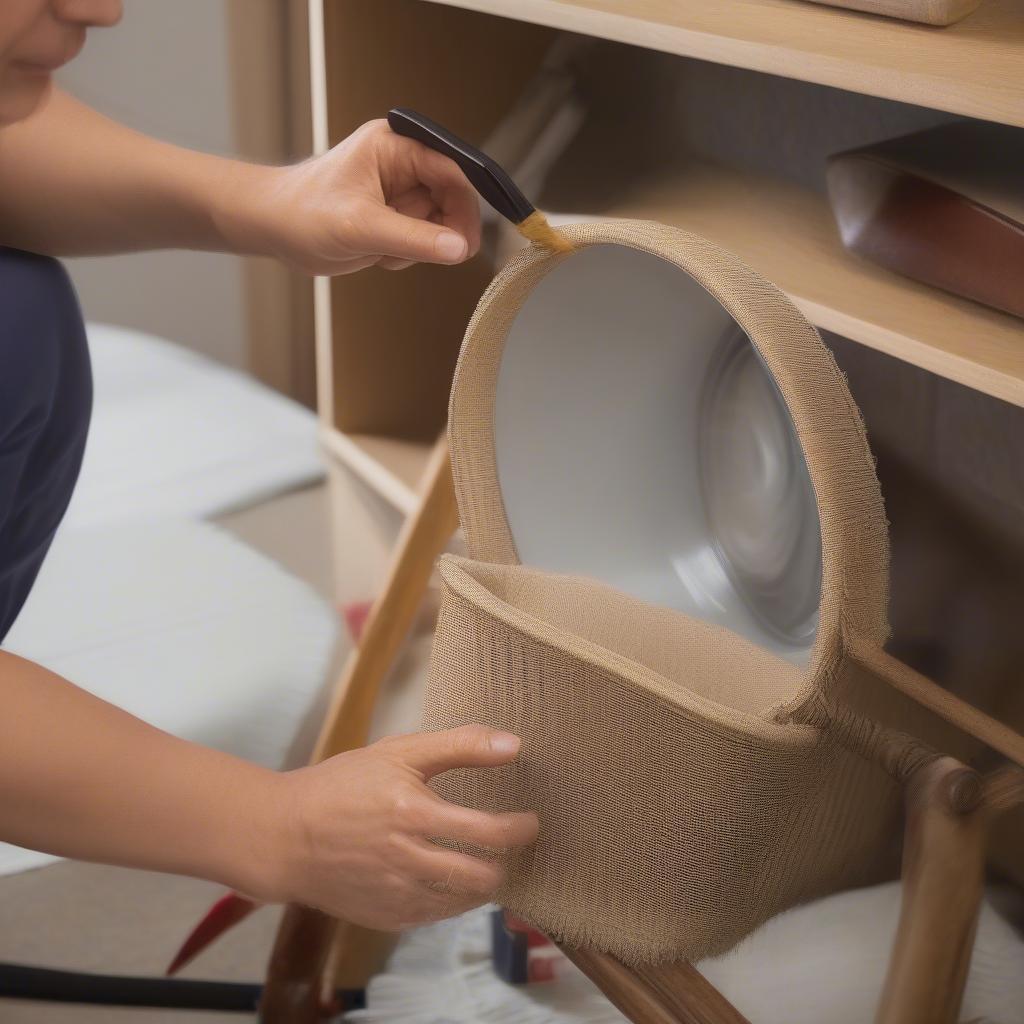 Cleaning a basket weave TV lamp