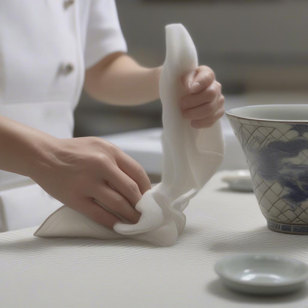 Properly Cleaning Chinese Porcelain with Metal Basketweave