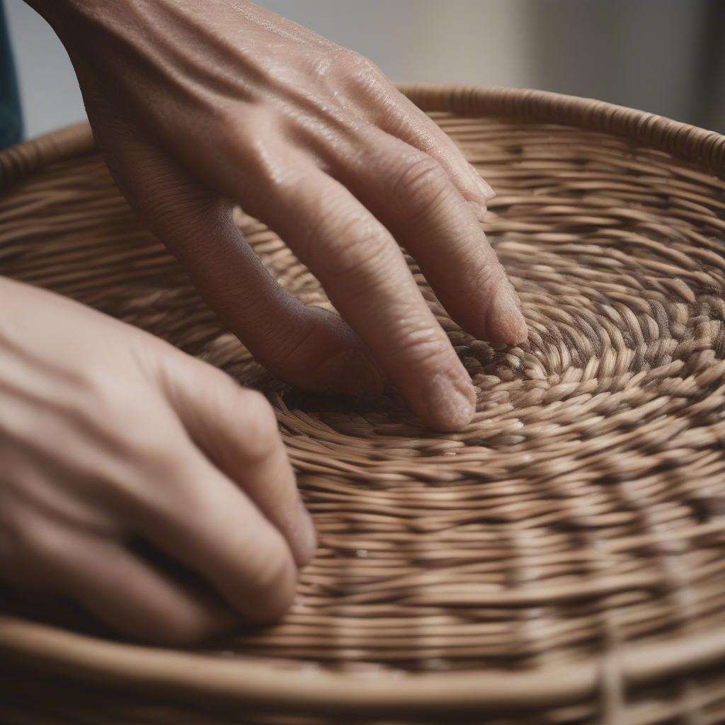 Cleaning a Large Round Weave Basket