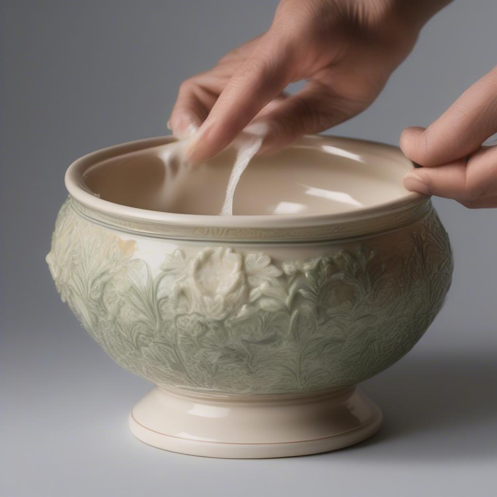 Cleaning a Majolica Sugar Bowl