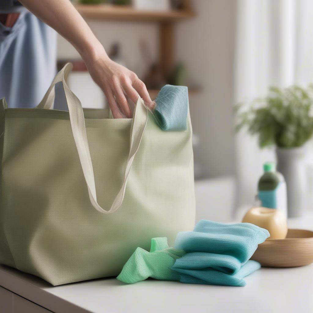 Cleaning a Reusable Non-Woven Tote Bag