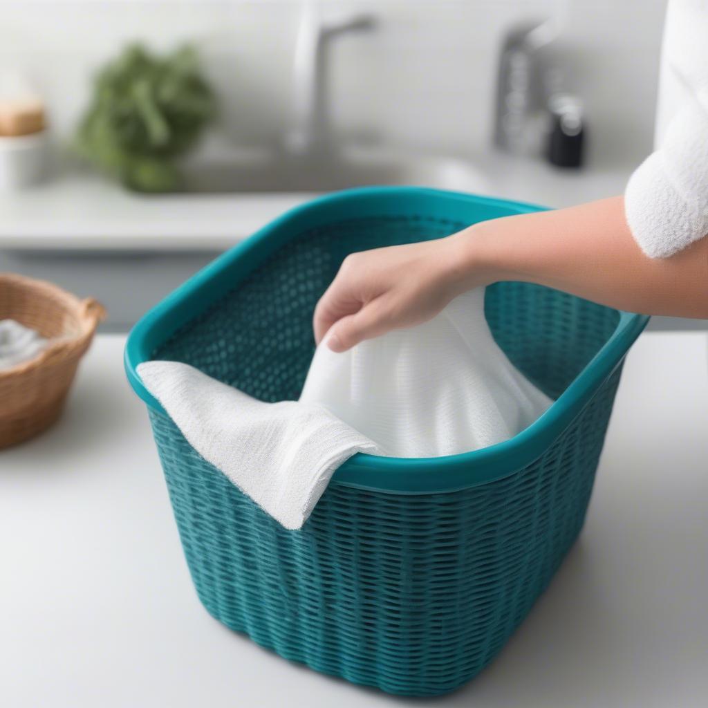 Cleaning Sterilite Weave Basket Teal