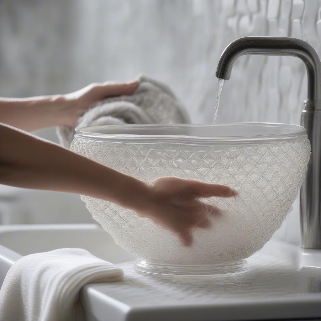 Cleaning a Tiffany Crystal Basket Weave Bowl