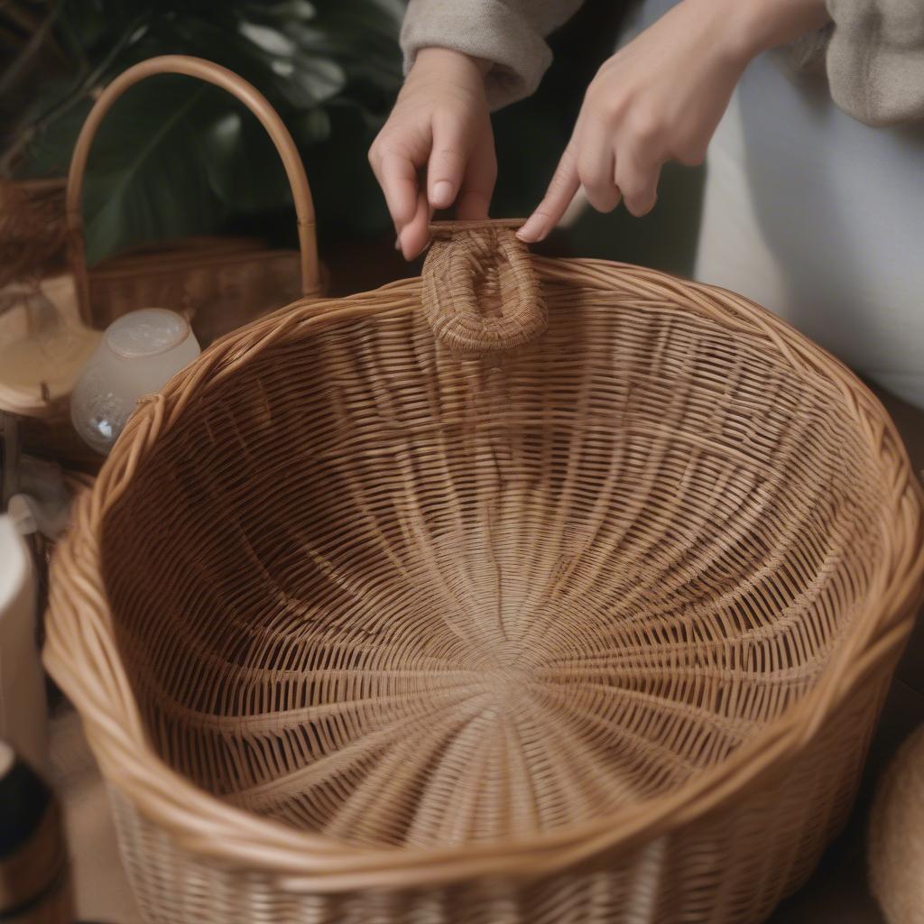 Cleaning a Vintage Rattan and Wicker Basket