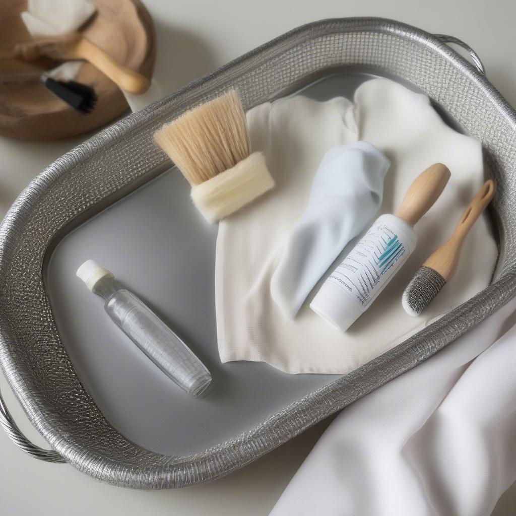 Properly Cleaning a Vintage Silver Metal Weave Basket Tray