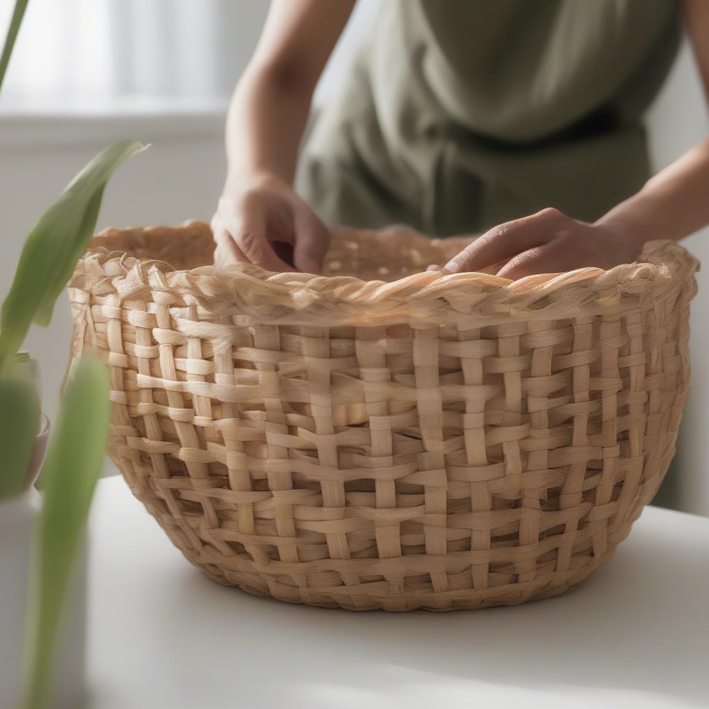 Cleaning a Water Hyacinth Basket