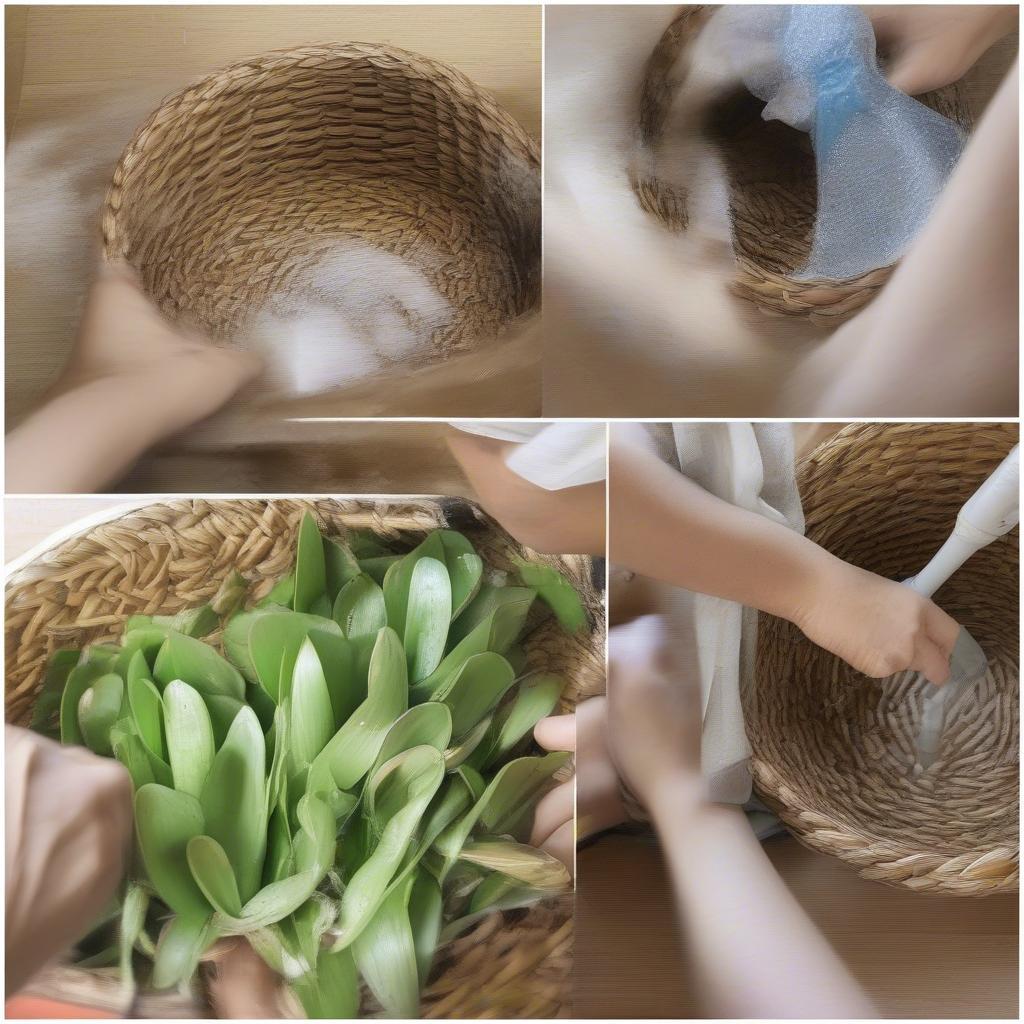 Cleaning a Water Hyacinth Cube Basket