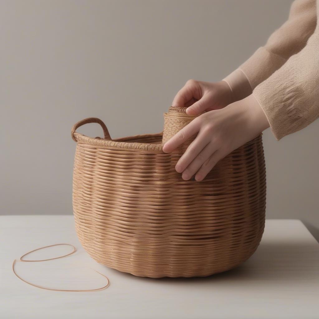 Cleaning a Wooden Basket