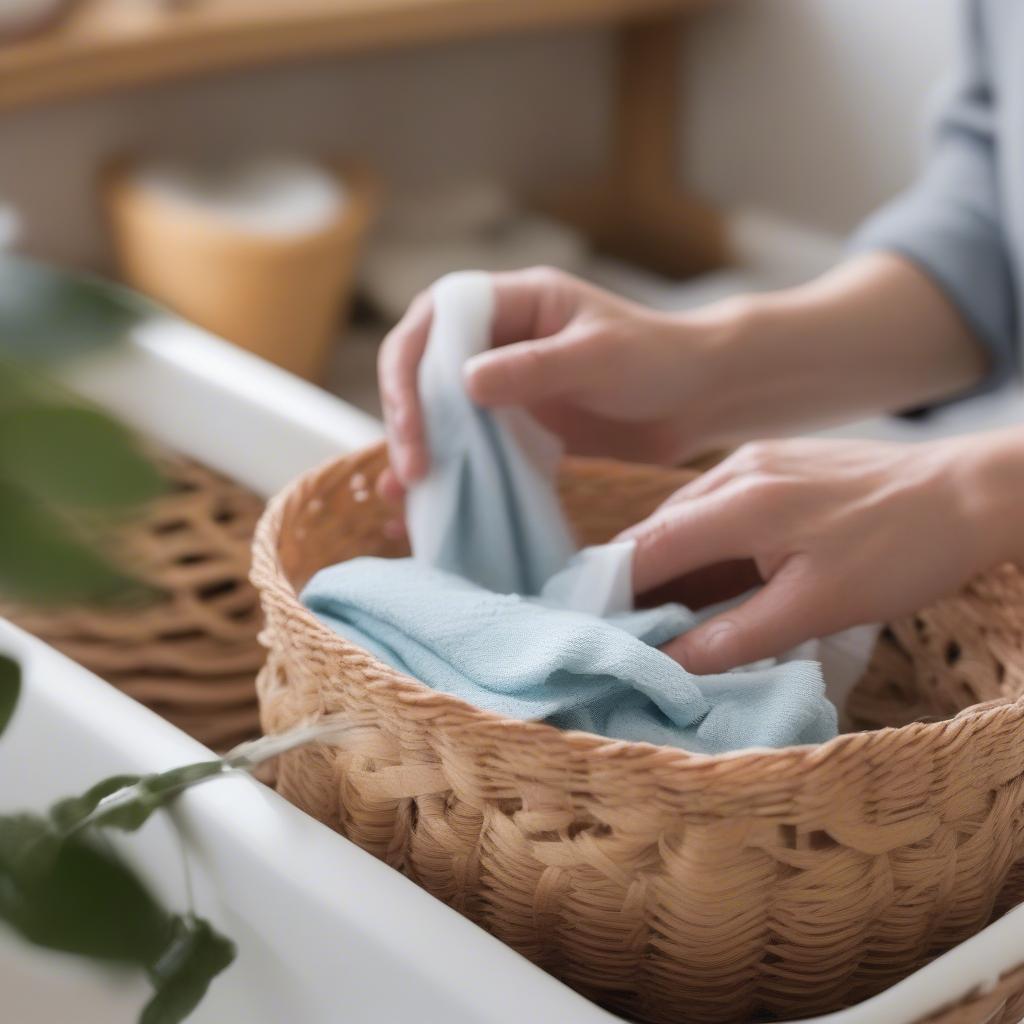 Cleaning a y-weave storage basket