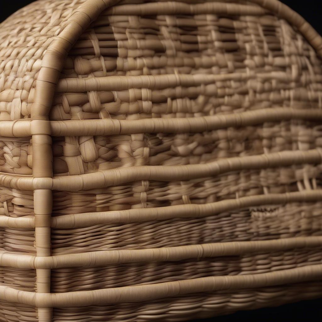 Close-up view of intricate basket weave pattern, showcasing the craftsmanship and artistic detail.