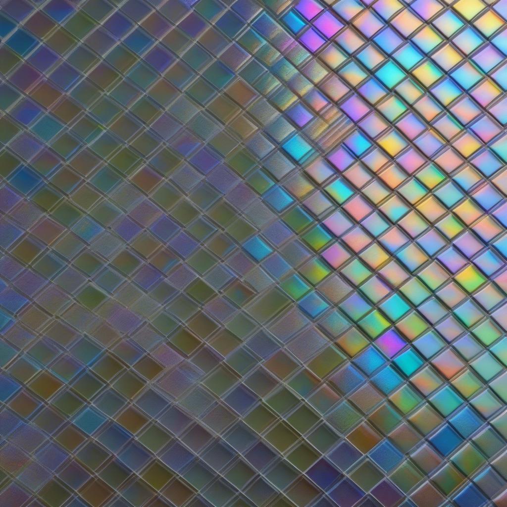 Close-up View of Iridescent Basket Weave Glass Tile