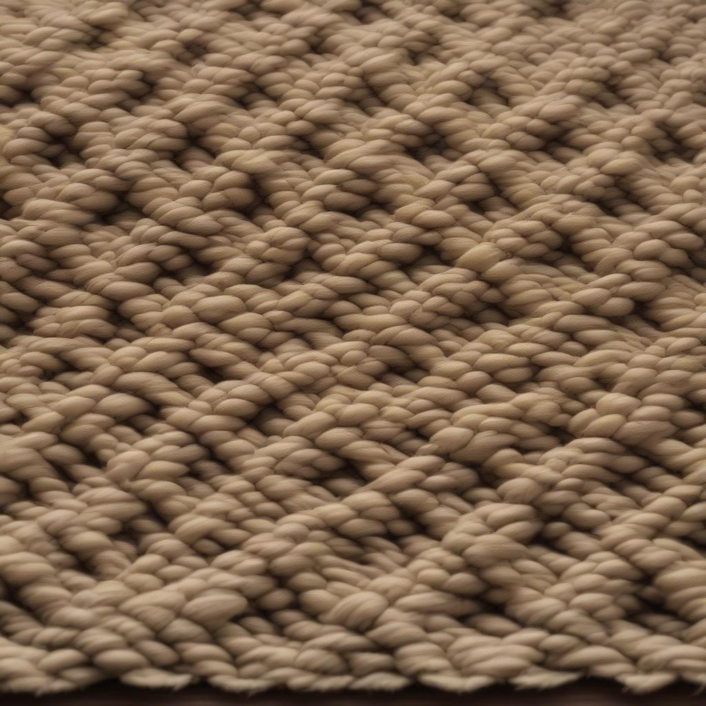 Close-up of the intricate basket weave pattern on a rug