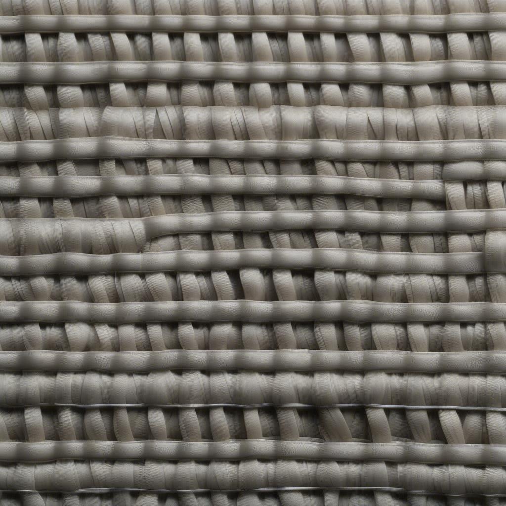 Close-up view of a basket weave stitch showing the over-under pattern and square openings.