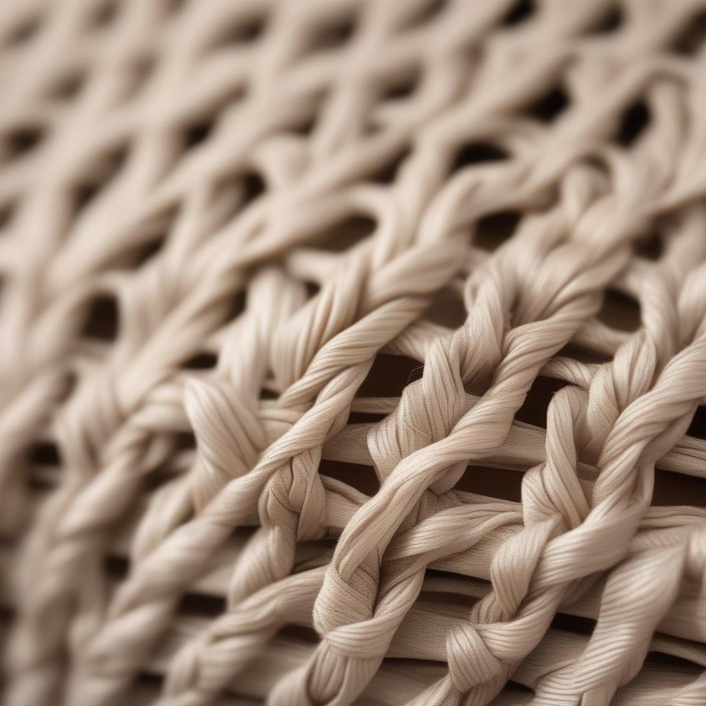 Close-up of Beige Woven Crossbody Bag Texture