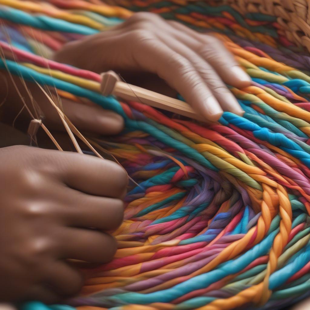 Close-up of Cartoon Basket Weaving