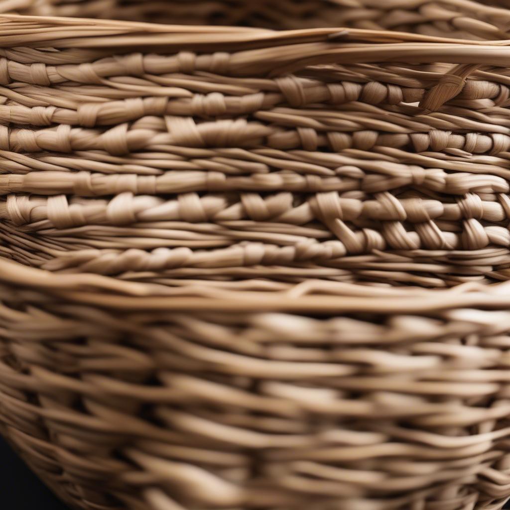 Intricate details of a handwoven grass basket showcasing its natural texture and craftsmanship.