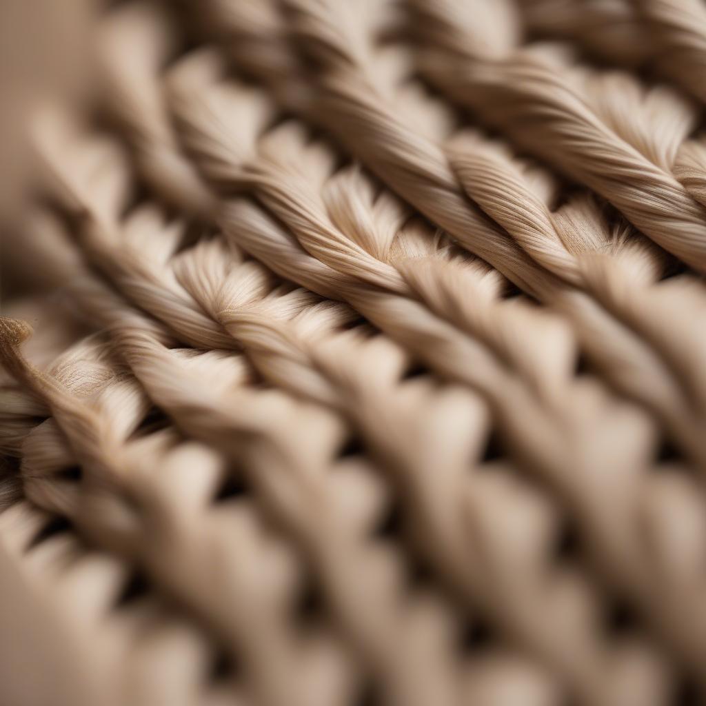 Close-up of intricate woven baguette bag details