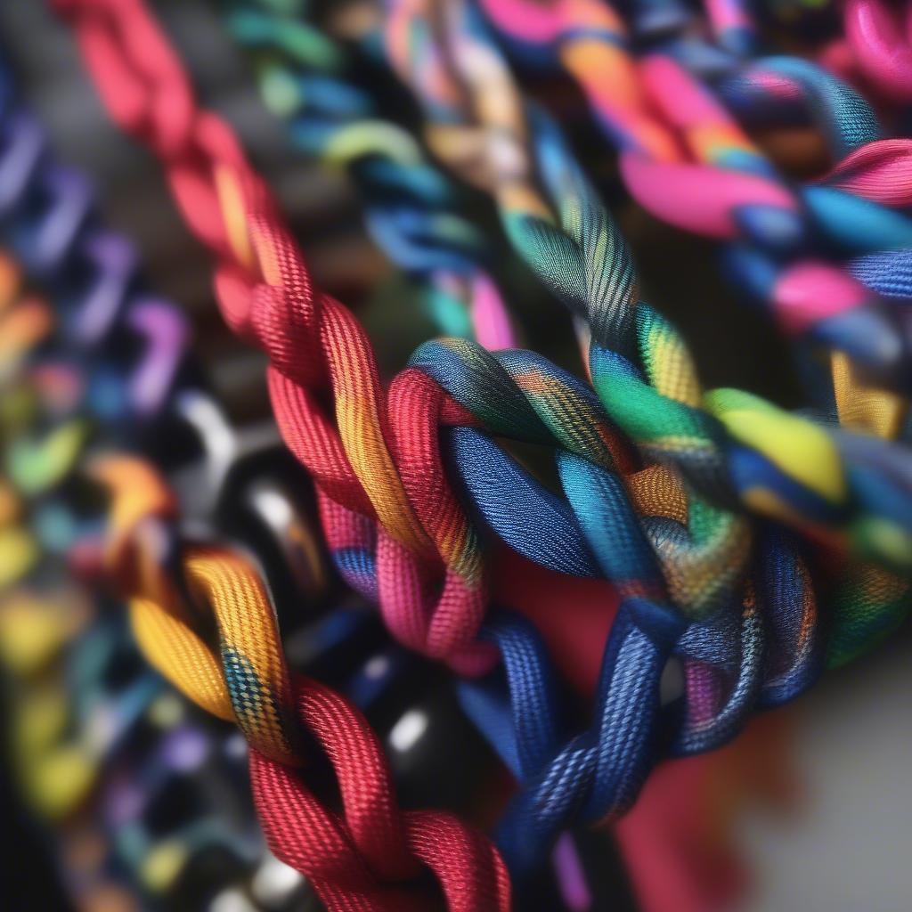 Close Up of Paracord Weaving on Metal Chair