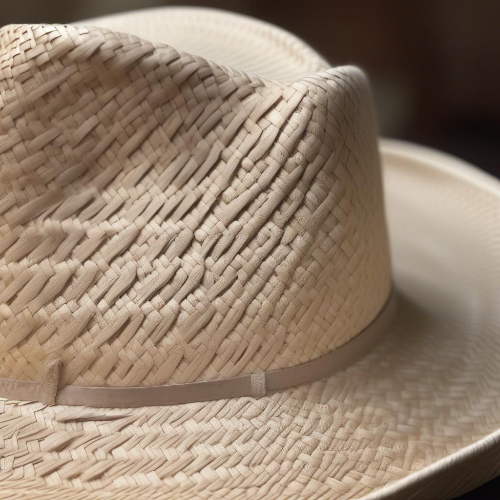 Close-up of the intricate weave of a Panama Hat