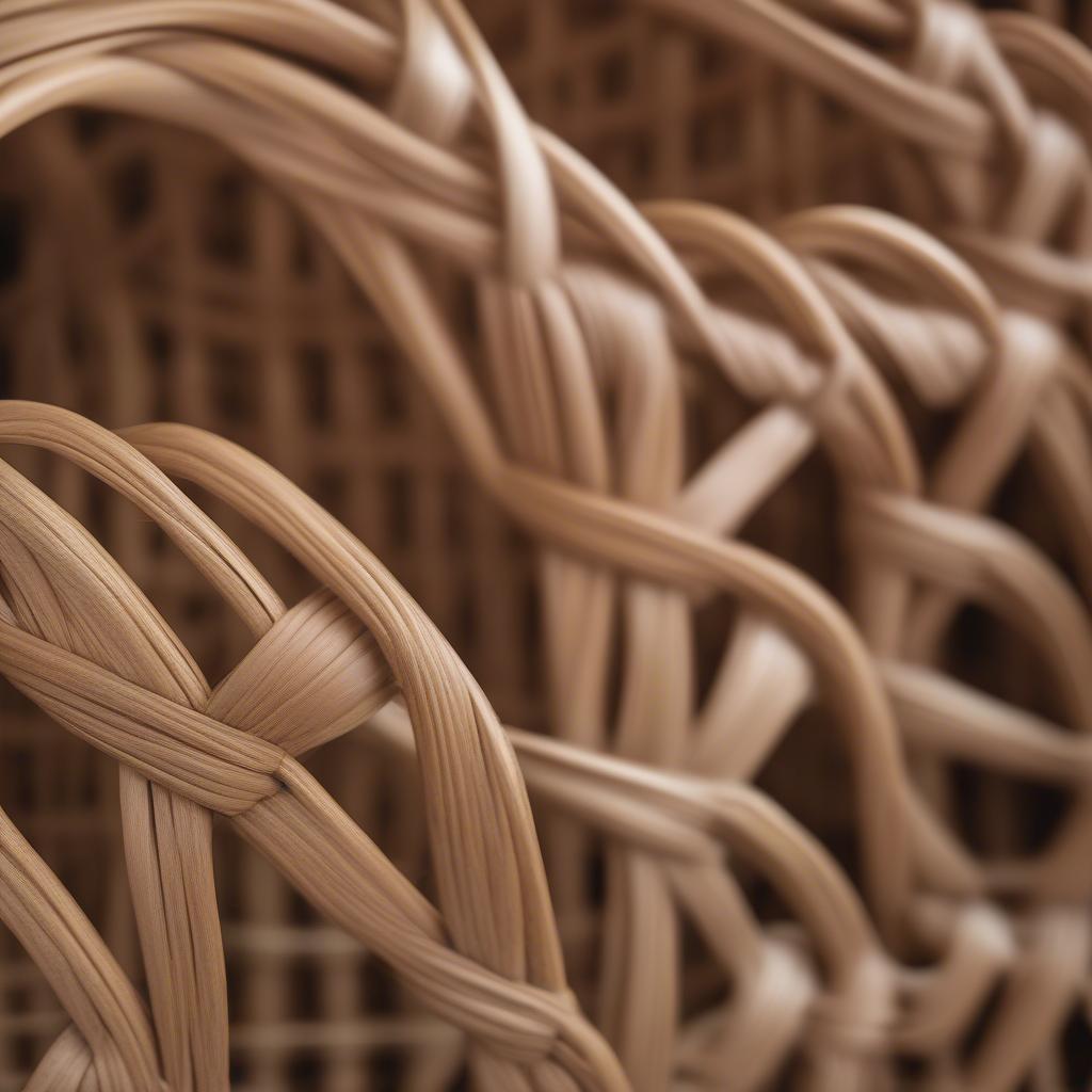 Close-up of intricate rattan chair weave showcasing craftsmanship and natural beauty