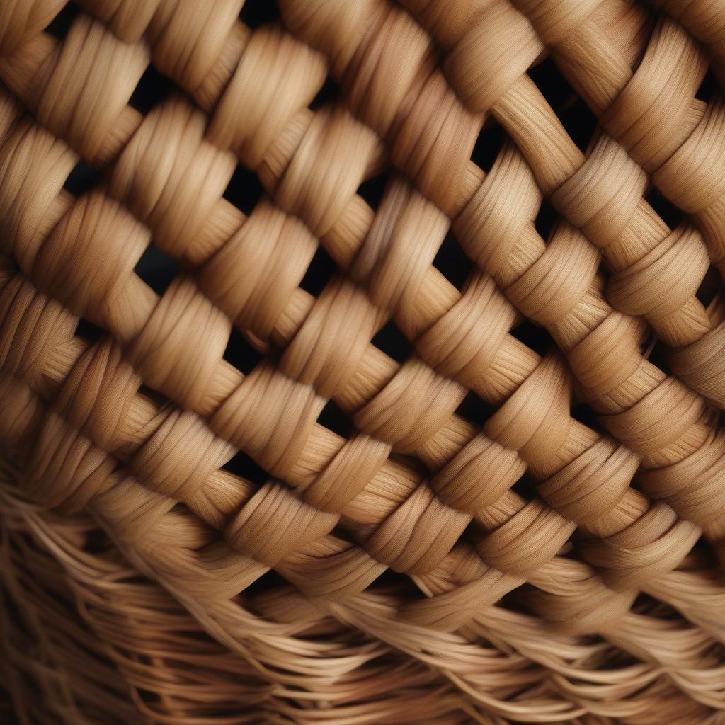 Close-Up of Rattan Texture: A detailed macro shot of the interwoven rattan fibers, highlighting its natural color and intricate pattern.