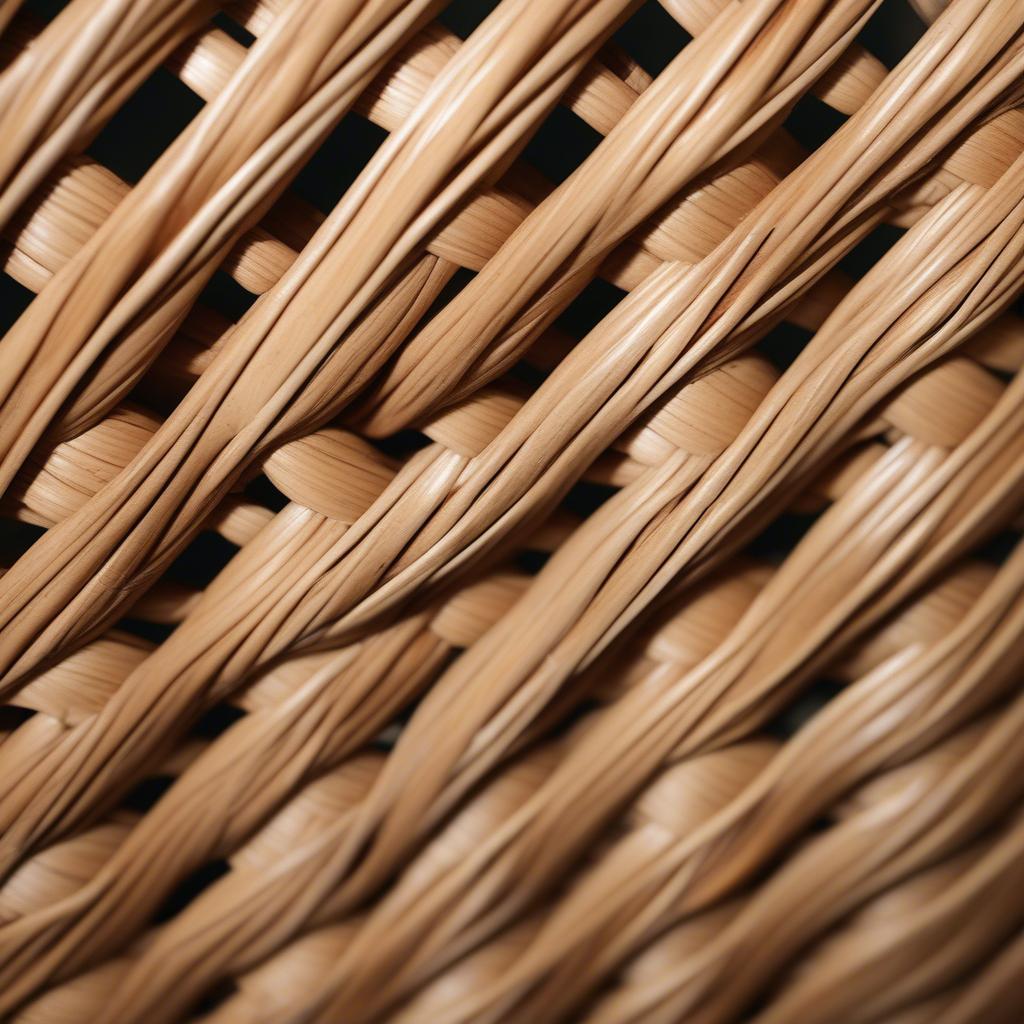 Close-up view of a rattan weave basket showcasing the intricate craftsmanship and natural beauty of the material.