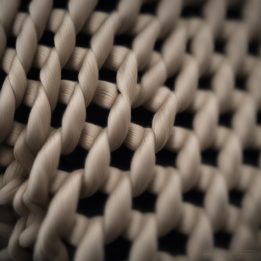 Close-up of the intricate rope weave detail on an outdoor chair