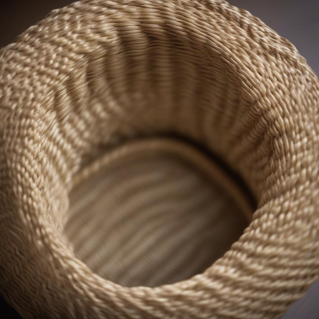 Close-up of the intricate coiling technique used in sweetgrass basket weaving