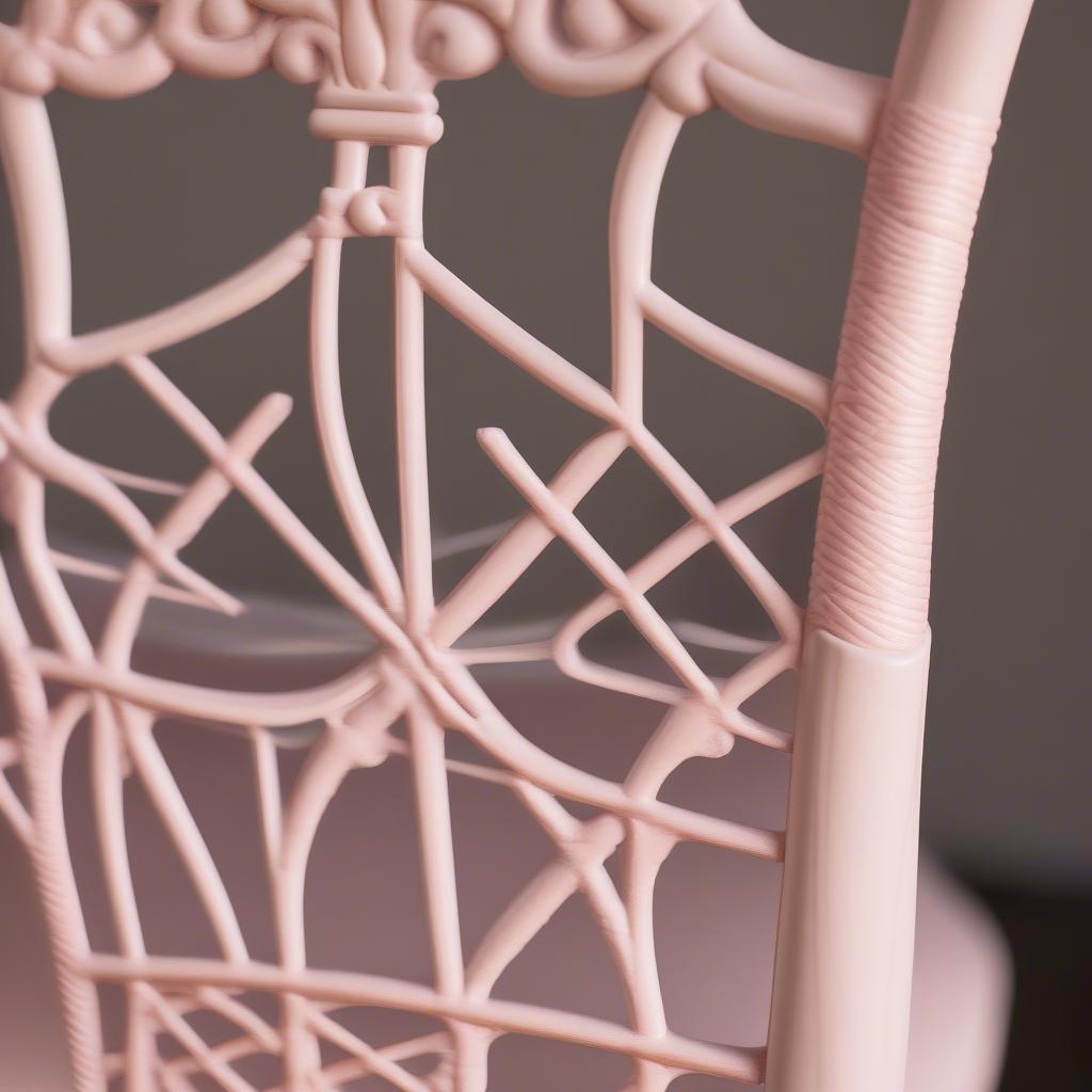 Close-up detail of a weave blush pink Chiavari chair