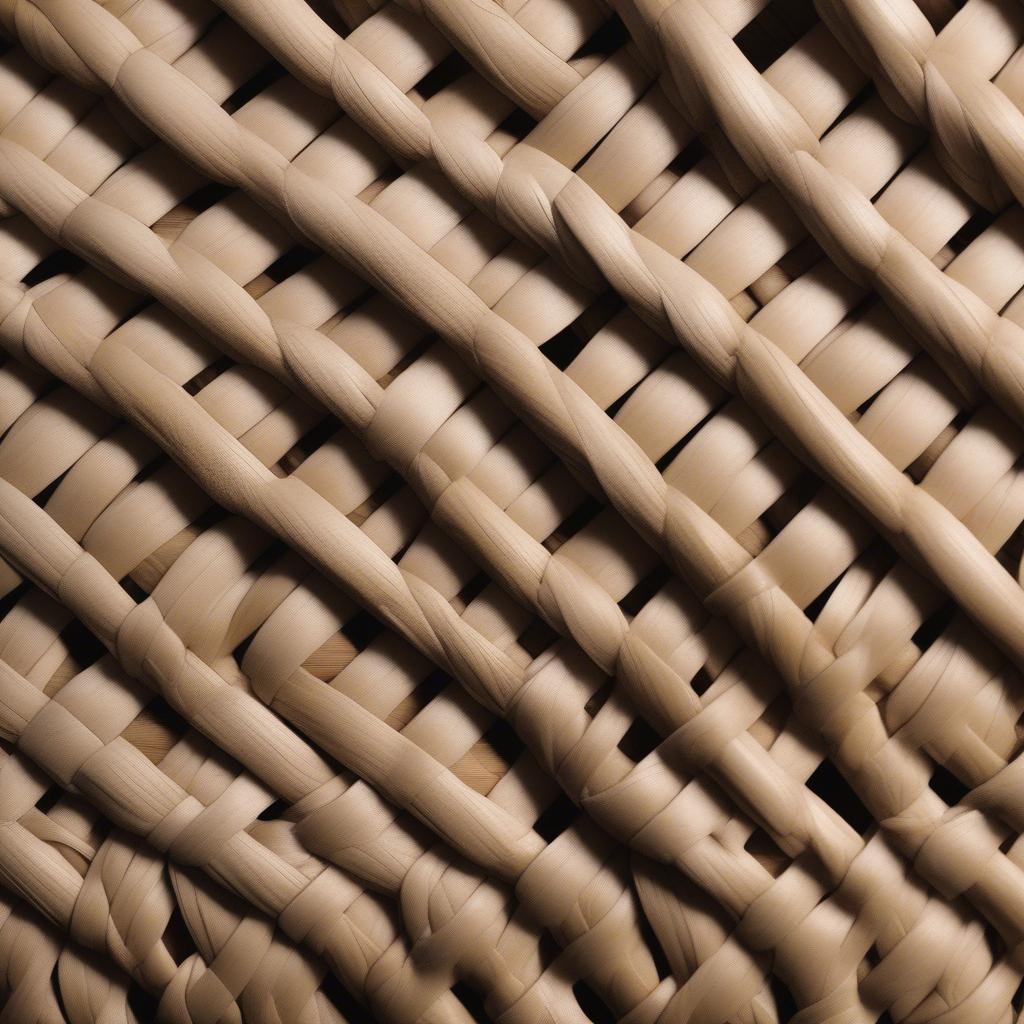 Close-up of a wicker basket, showcasing the intricate details of the basket weave pattern.